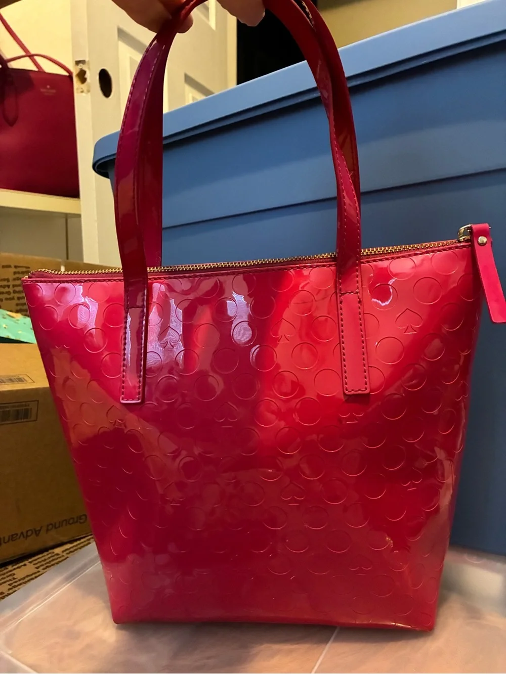 kate spade Patent Leather Tote in Bright Pink with Gold Plate